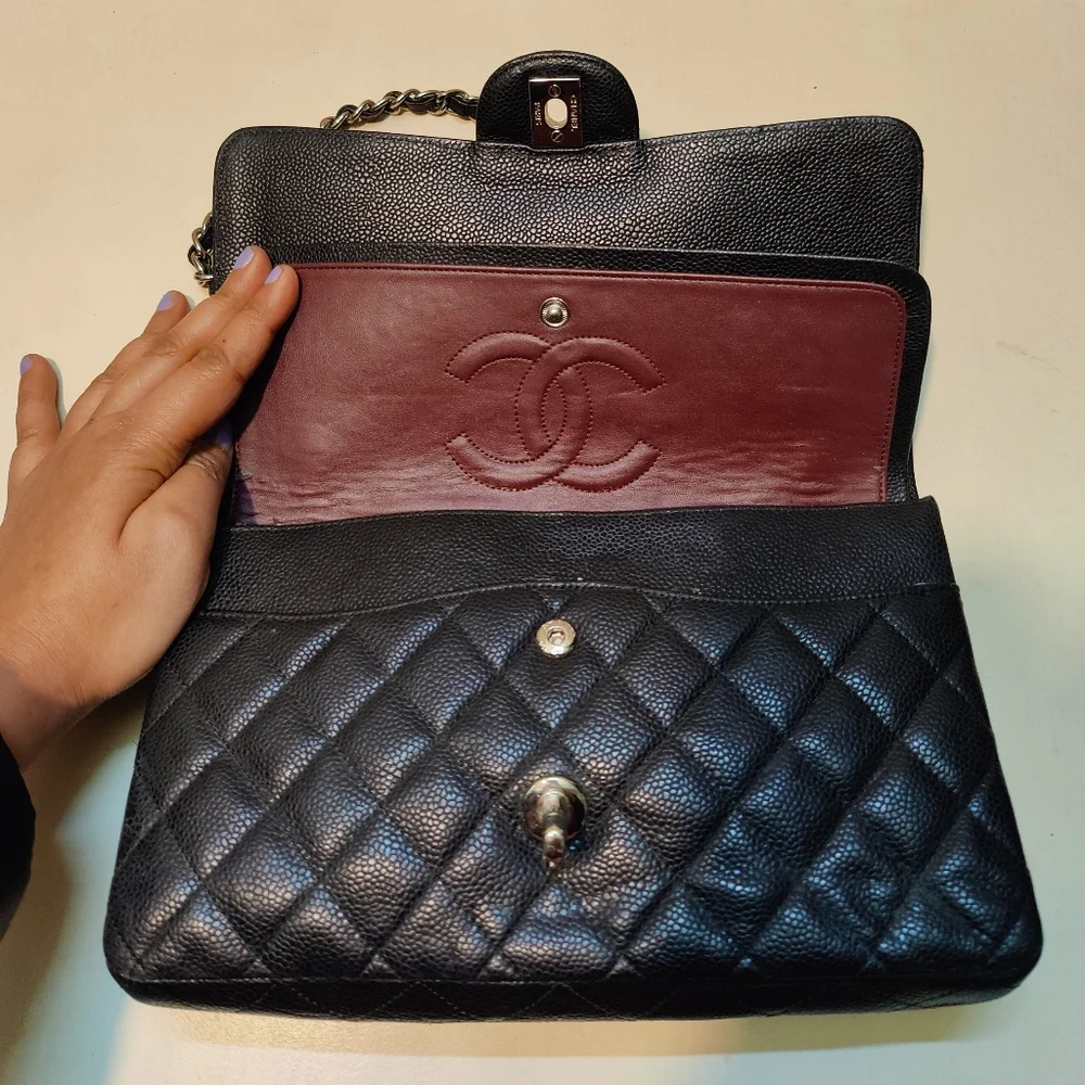 Chanel Black Quilted Caviar Medium Classic Double Flap - 15944875 serial number - Picture 8 of 16